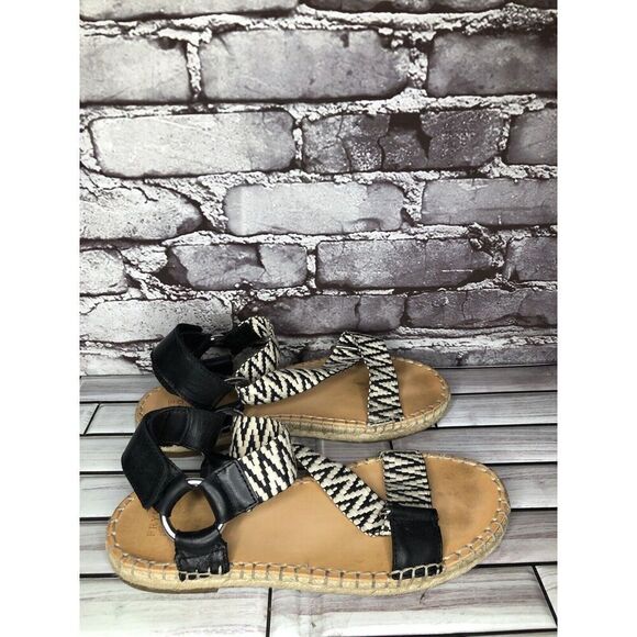 Frye & Co Kole White Black Asymmetrical Espadrilles Sandals Women Sz 8.5M US/39 - Picture 10 of 16